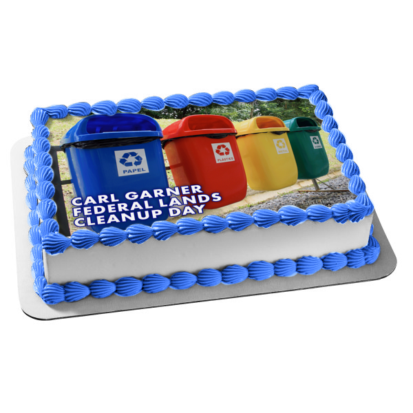 National Clean Up Day Recycling Bins Edible Cake Topper Image ABPID542 – A  Birthday Place