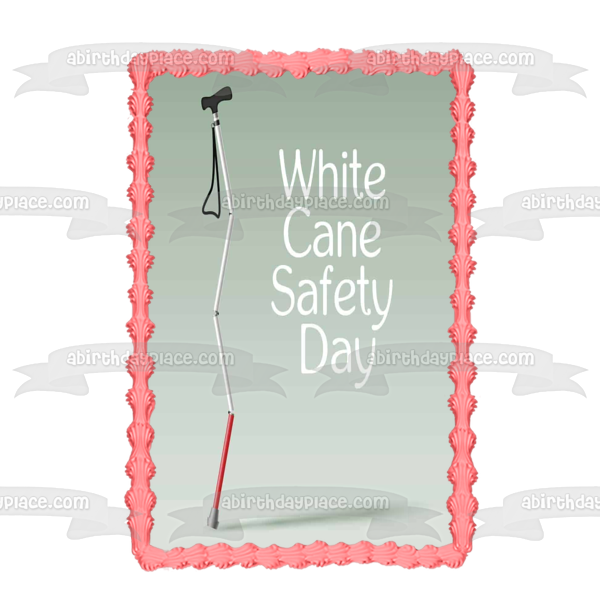 White Cane Safety Day Edible Cake Topper Image ABPID54288