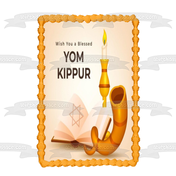 Wish You a Blessed Yom Kippur Star of David Edible Cake Topper Image ABPID54220