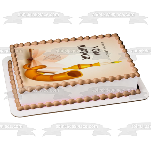 Wish You a Blessed Yom Kippur Star of David Edible Cake Topper Image ABPID54220