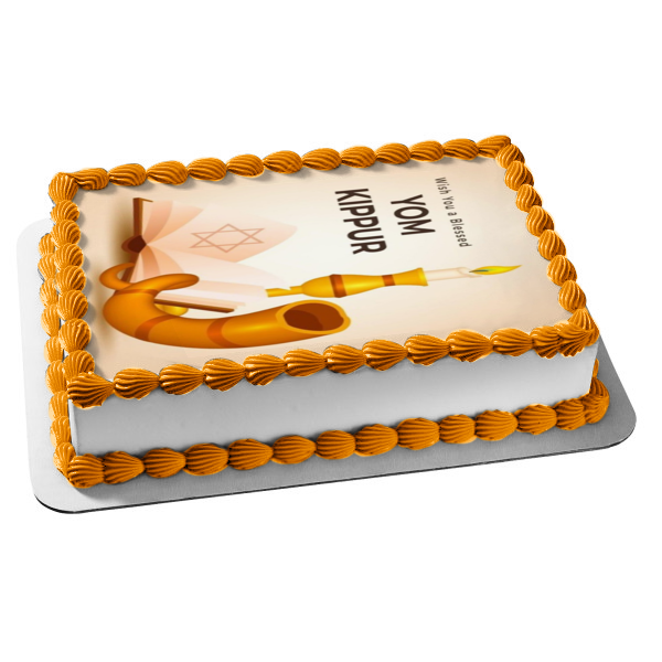 Wish You a Blessed Yom Kippur Star of David Edible Cake Topper Image ABPID54220