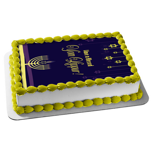 Have a Blessed Yom Kippur Stars of David Edible Cake Topper Image ABPID54221