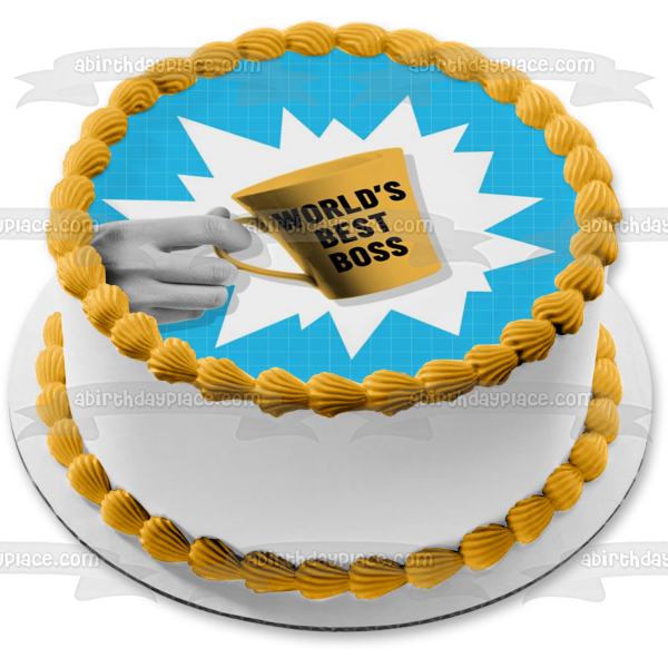 World's Best Boss Mug Happy Boss's Day Edible Cake Topper Image ABPID54292