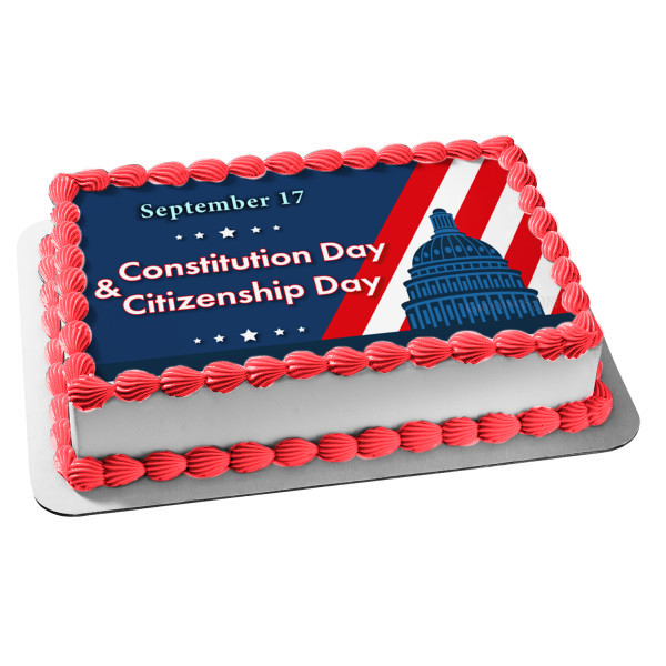 Single Layer Cake with American Flag Edible Image