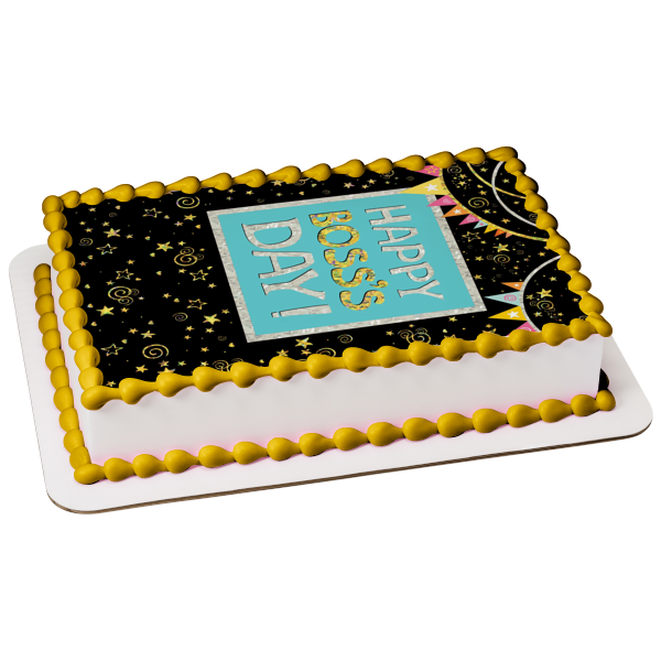 Happy Boss's Day! Banner Stars Edible Cake Topper Image ABPID54297