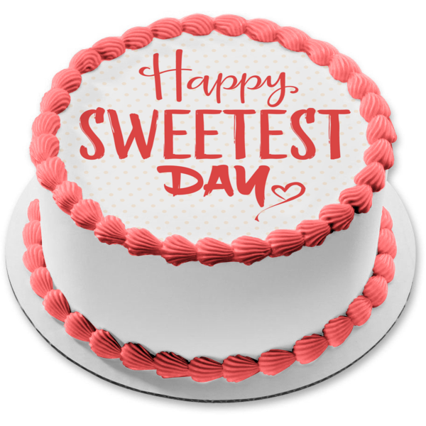 Happy Sweetest Day Red Hearts Edible Cake Topper Image ABPID54300