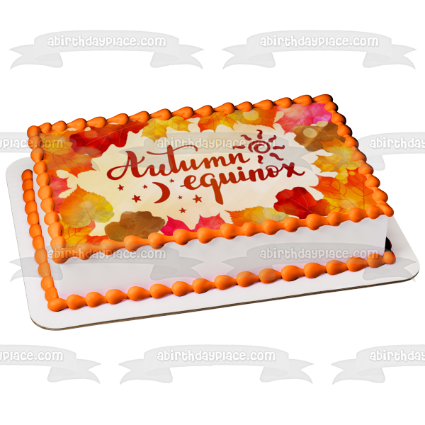 Autumn Equinox Fall Colored Leaves Edible Cake Topper Image ABPID54239