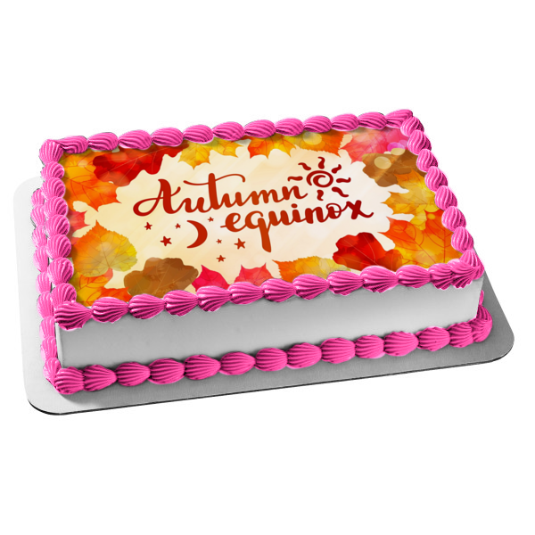 Autumn Equinox Fall Colored Leaves Edible Cake Topper Image ABPID54239