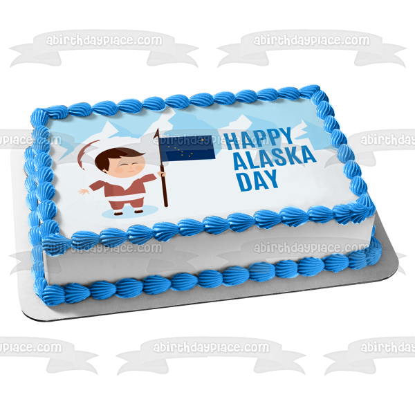 Happy Alaska Day Alaska State Flag Edible Cake Topper Image ABPID54305