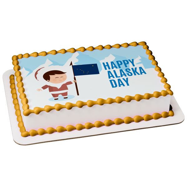 Happy Alaska Day Alaska State Flag Edible Cake Topper Image ABPID54305