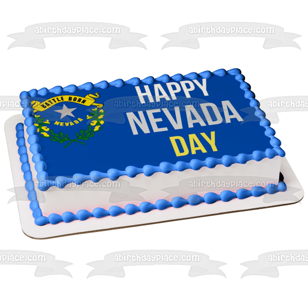 Feliz Día de Nevada Batalla Nacido Sello del Estado de Nevada Imagen comestible para tarta ABPID54310 