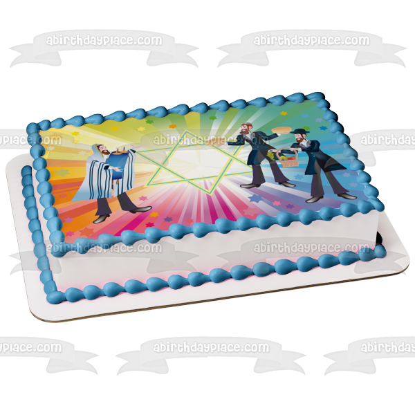 Happy Shemini Atzeret Star of David Edible Cake Topper Image ABPID54250