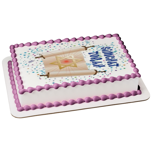 Simchat Torah Star of David Edible Cake Topper Image ABPID54251