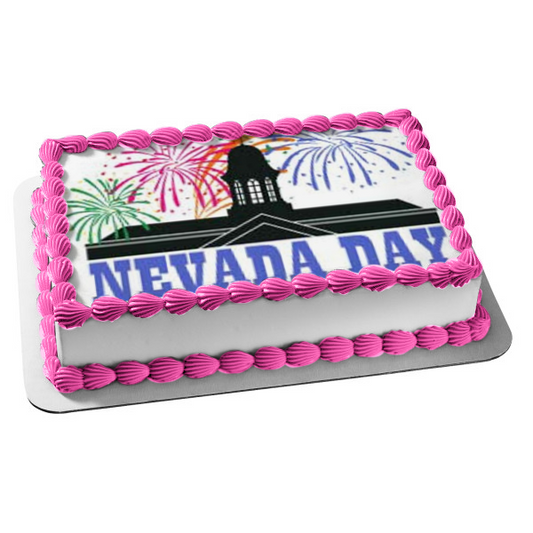 Nevada Day Fireworks Nevada State House Edible Cake Topper Image ABPID54311