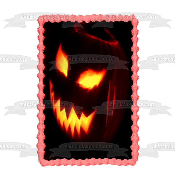 Happy Halloween Scary Pumpkin Edible Cake Topper Image ABPID54318