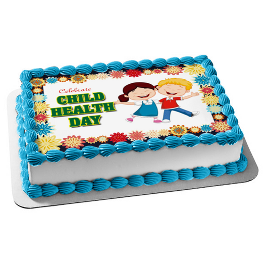 Celebrate National Child Health Day Boy and Girl Edible Cake Topper Image ABPID54261