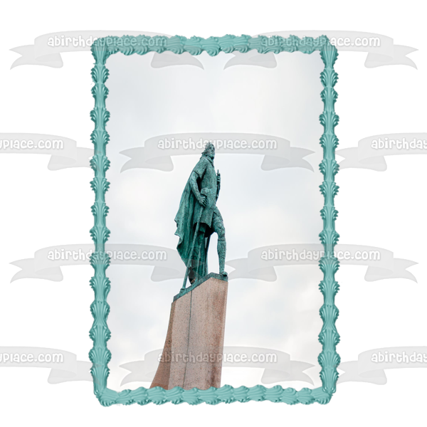 Leif Erikson Day Estatua de Leif Erikson Adorno comestible para tarta Imagen ABPID54262 