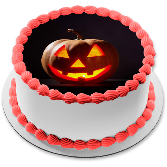 Happy Halloween Jack-O-Lantern Edible Cake Topper Image ABPID54322