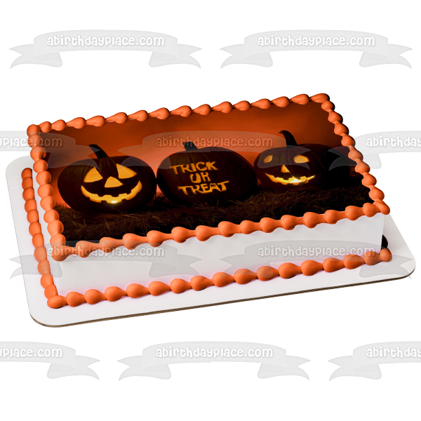 Adorno comestible para tarta con diseño de Jack-O-Lanterns de truco o trato, imagen ABPID54323 