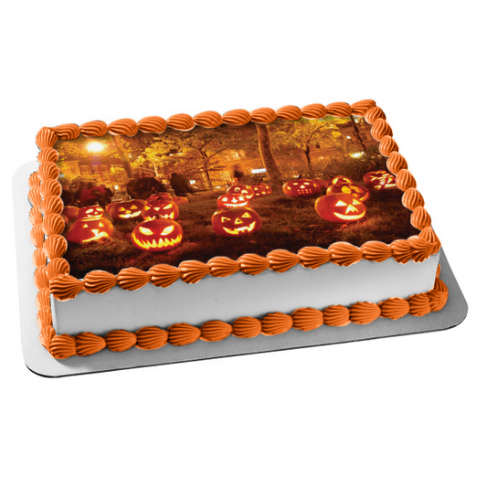 Jack-O-Lanterns Edible Cake Topper Image ABPID54324