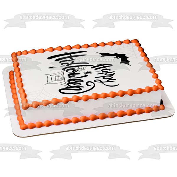 Decoración comestible para tarta con diseño de arañas y murciélagos de Halloween, imagen ABPID54326 