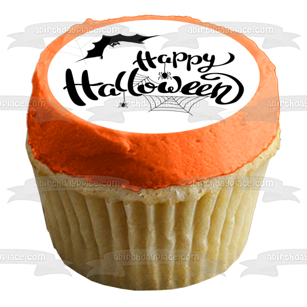 Decoración comestible para tarta con diseño de arañas y murciélagos de Halloween, imagen ABPID54326 