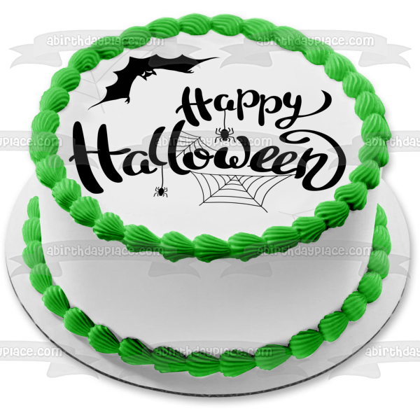 Decoración comestible para tarta con diseño de arañas y murciélagos de Halloween, imagen ABPID54326 