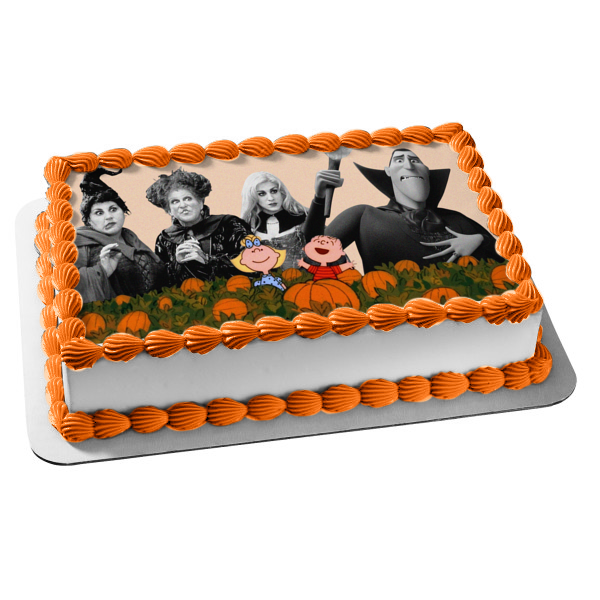 Happy Halloween Characters from Peanuts and Hocus Pocus Edible Cake Topper Image ABPID54329