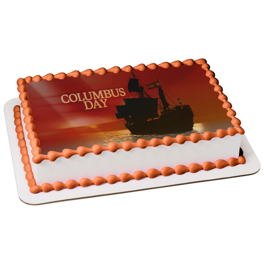 Columbus Day Explorers Ship Edible Cake Topper Image ABPID54271