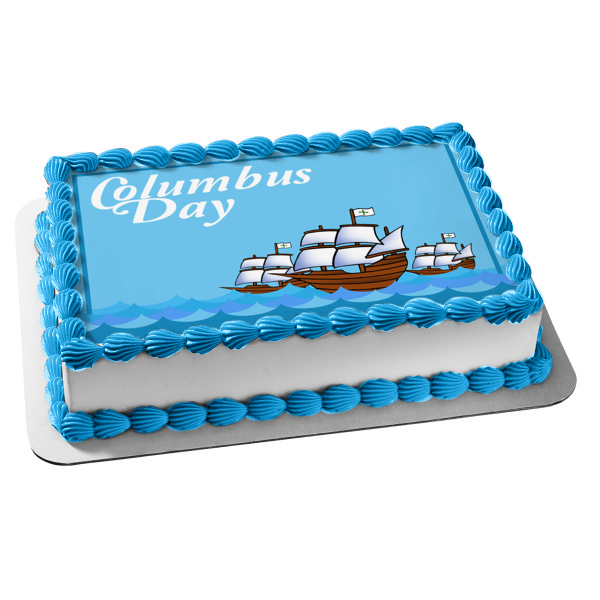 Columbus Day Explorer Ships Edible Cake Topper Image ABPID54273