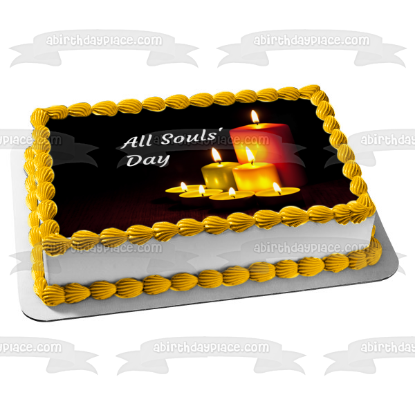 Adorno comestible para tarta con velas del Día de los Difuntos, imagen ABPID54333 