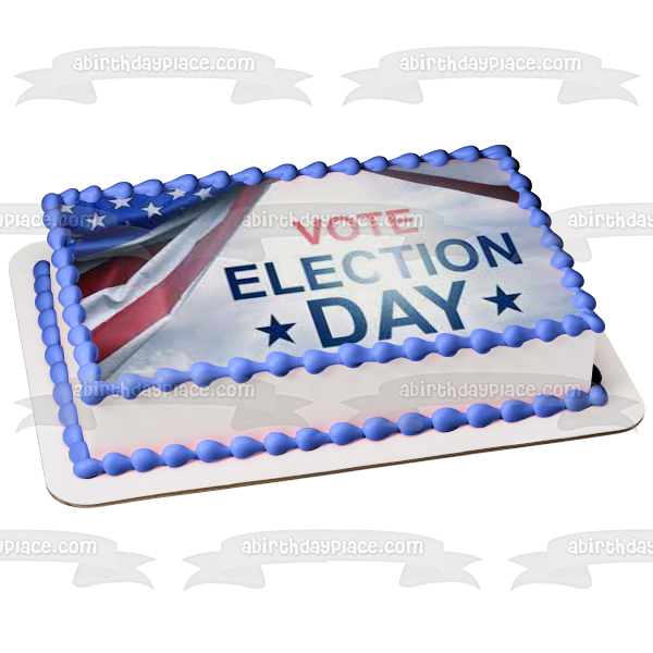 Election Day Vote American Flag Edible Cake Topper Image ABPID54336