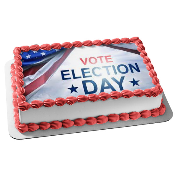 Election Day Vote American Flag Edible Cake Topper Image ABPID54336