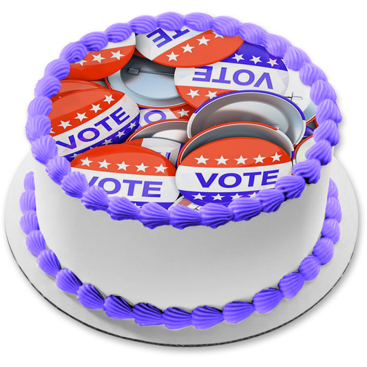 Election Day Vote Buttons Edible Cake Topper Image ABPID54337