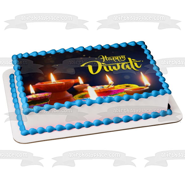 Adorno comestible para tarta con velas Happy Diwali, imagen ABPID54341 