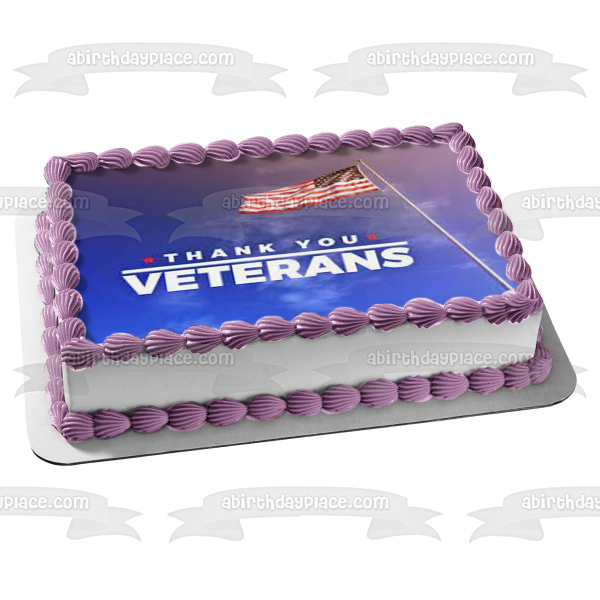 Gracias, veteranos, bandera estadounidense, decoración comestible para tarta, imagen ABPID54348 