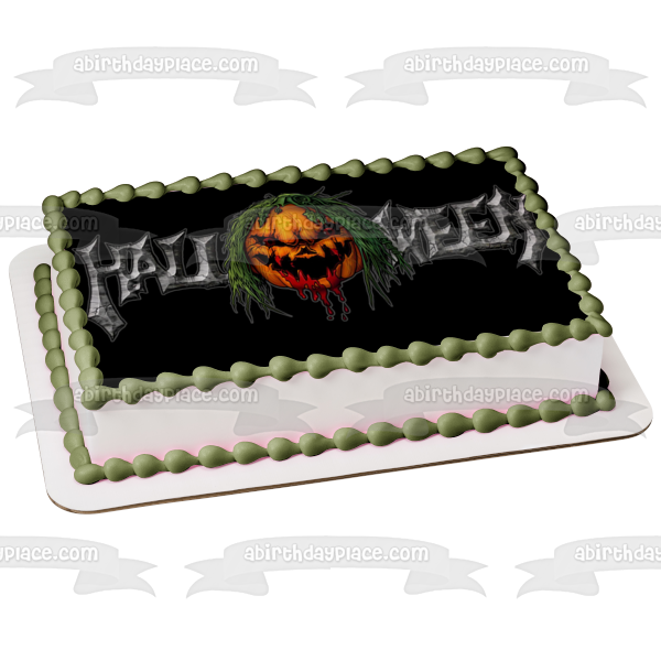 Imagen de decoración comestible para tarta de calabaza aterradora de Feliz Halloween ABPID54312 