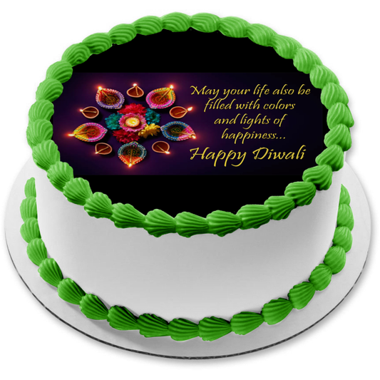 Happy Diwali Candles Edible Cake Topper Image ABPID54340