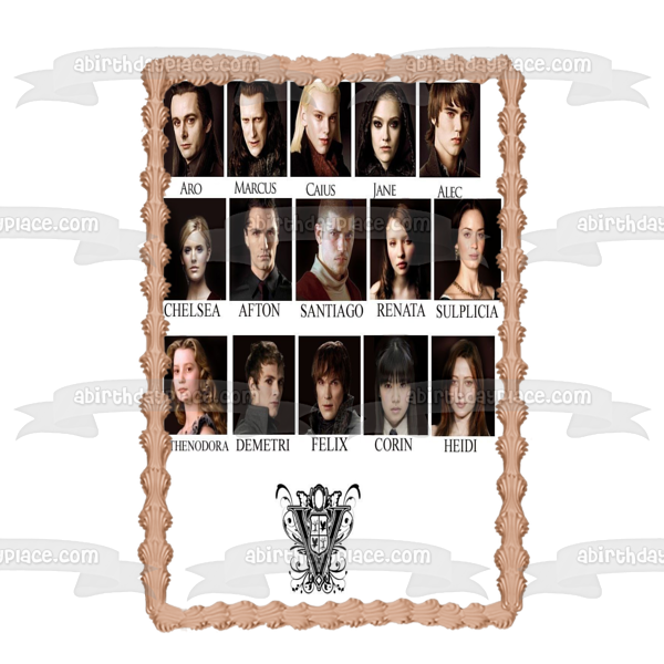 The Twilight Saga: Eclipse Aro Marcus Caius Jane Alec Chelsea Edible Cake Topper Image ABPID54564