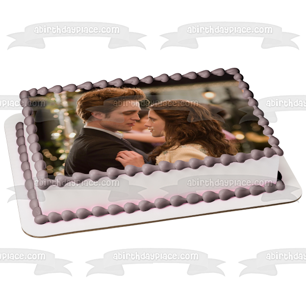 Imagen comestible para decoración de tarta de Crepúsculo Edward y Bella en el baile de graduación ABPID54546 