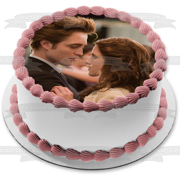 Imagen comestible para decoración de tarta de Crepúsculo Edward y Bella en el baile de graduación ABPID54546 