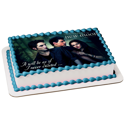 The Twilight Saga: New Moon Bella Edward Jacob "It Will Be As If I Never Existed" Edible Cake Topper Image ABPID54550