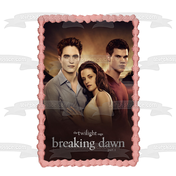 The Twilight Saga: Breaking Dawn Part 1  Edward Bella Jacob Edible Cake Topper Image ABPID54577