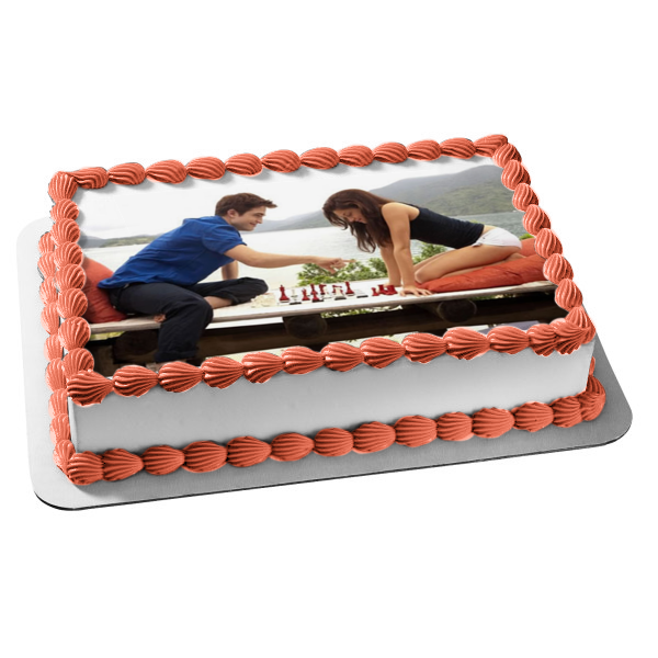 The Twilight Saga: Breaking Dawn Part 1 Edward and Bella Playing Chess Edible Cake Topper Image ABPID54582