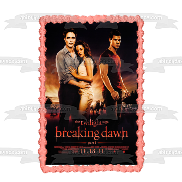 La saga Crepúsculo: Amanecer Parte 1 Póster de la película Edward Bella Jacob Adorno comestible para tarta Imagen ABPID54586 