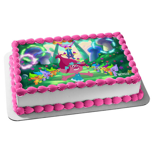 Trolls: Trolls Topia Poppy Branch Mr. Dinkles Smidge Edible Cake Topper Image ABPID54376