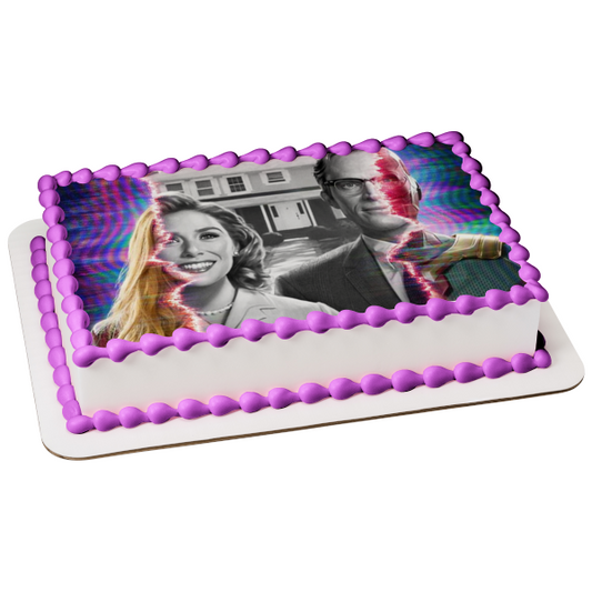 Wanda Vision Wanda Maximoff Vision Edible Cake Topper Image ABPID54387