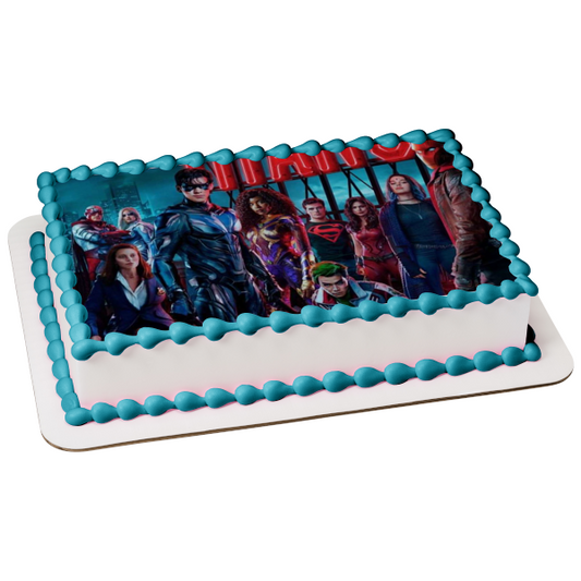 Titans Raven Dick Grayson Jason Todd Donna Troy Starfire Beast Boy Deathstroke Edible Cake Topper Image ABPID54413