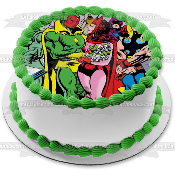 Vision and the Scarlet Witch Magneto Vision Quicksilver Crystal Edible Cake Topper Image ABPID54494