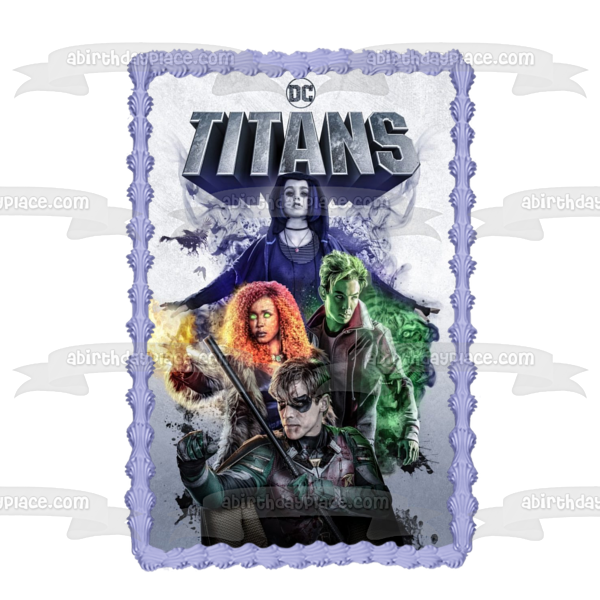 Imagen comestible para tarta con diseño de hombre negativo de Titans Raven Beast Boy Starfire ABPID54414 